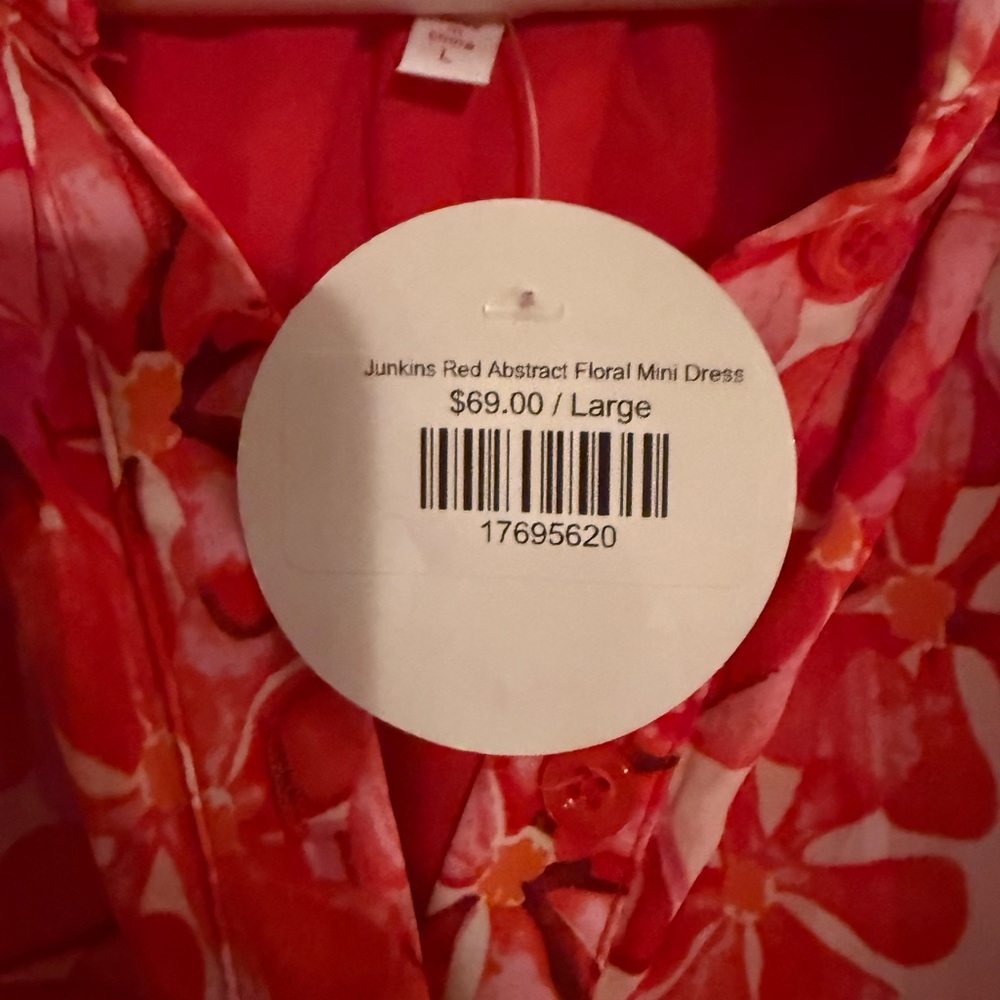 Junkins Red Abstract Floral Mini Dress